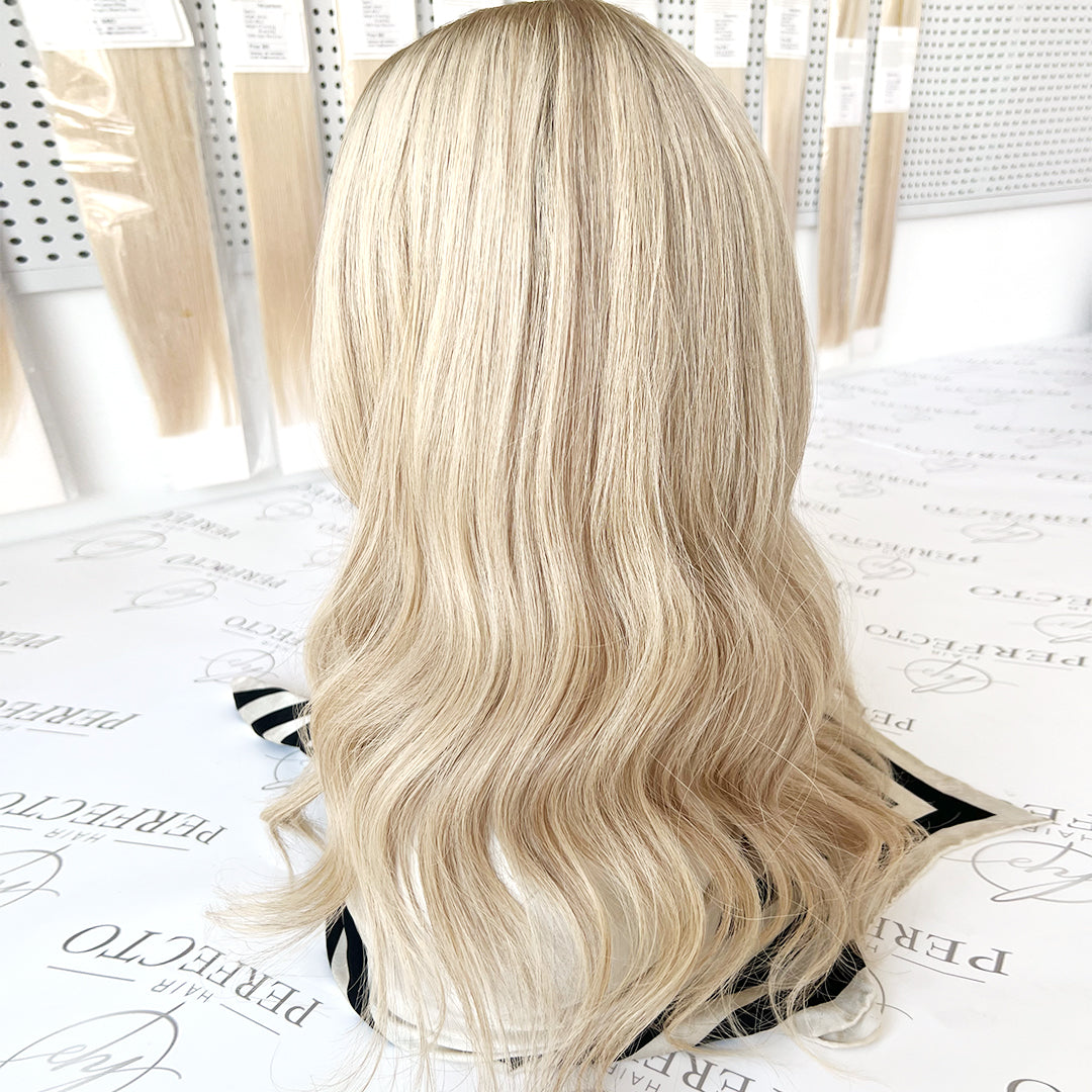 Blonde Hair Toppers With Dark Root 8*8 Silk Base Topper | Hairperfecto