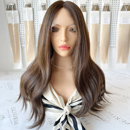 Top Lace Wig Dark Brown to Ash Brown Human Hair Wigs