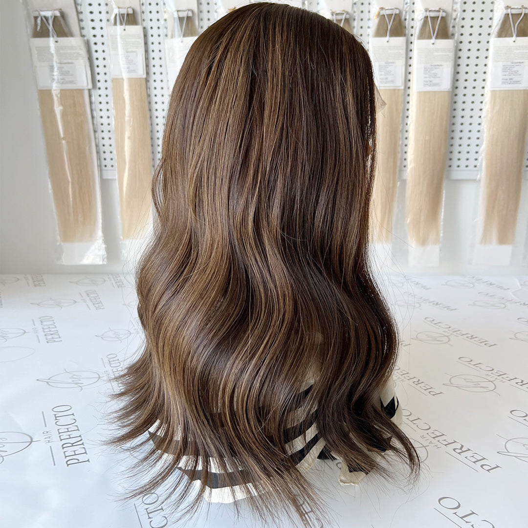 Top Lace Wig Dark Brown to Ash Brown Human Hair Wigs