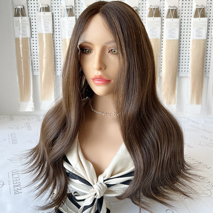 Top Lace Wig Dark Brown to Ash Brown Human Hair Wigs