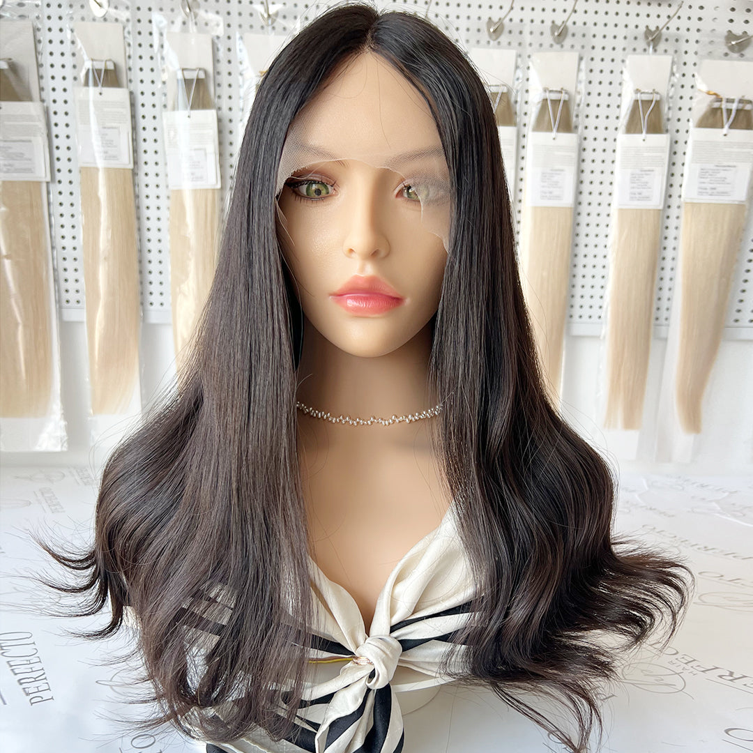 Top Lace Wig Natural Black to Darkest Brown Wigs