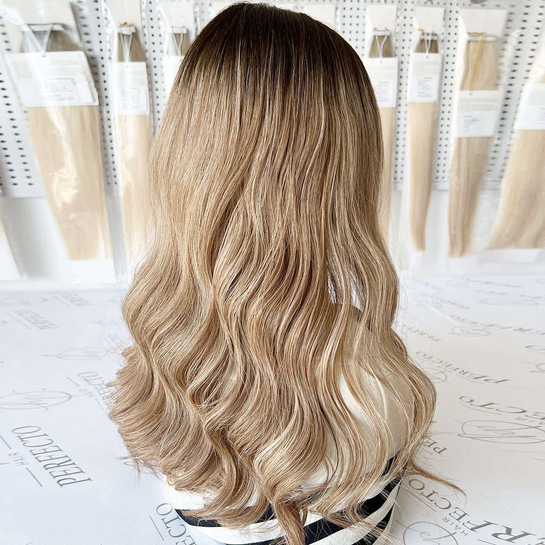 Luxury Top Lace Wig 100% Virgin Human Hair 20 Inch Balayage Wig