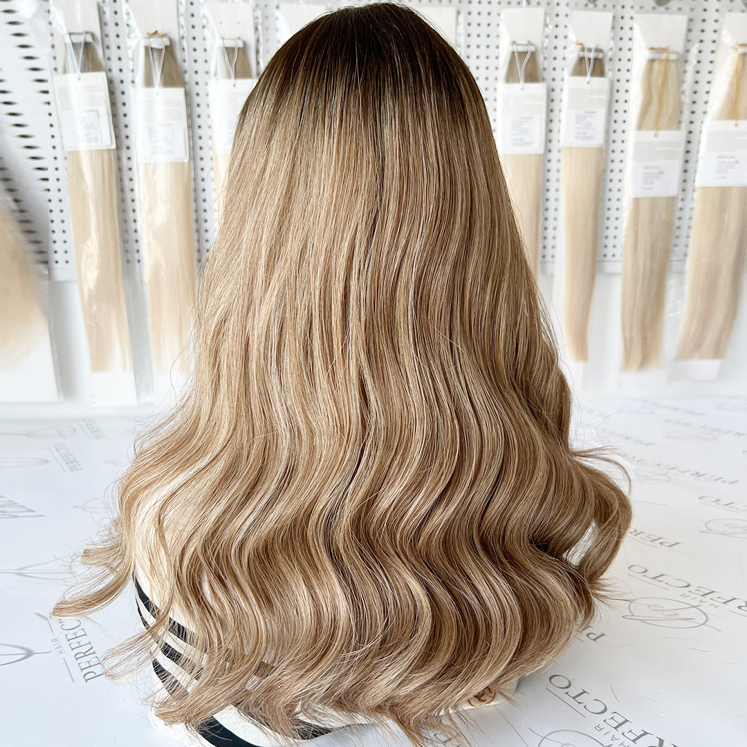 Luxury Top Lace Wig 100% Virgin Human Hair 20 Inch Balayage Wig
