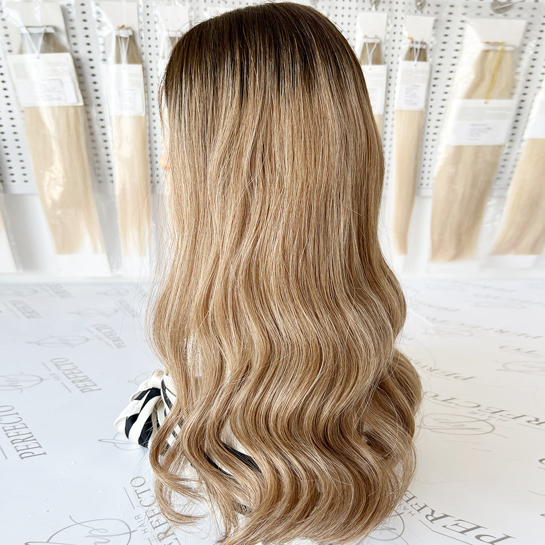 Luxury Top Lace Wig 100% Virgin Human Hair 20 Inch Balayage Wig