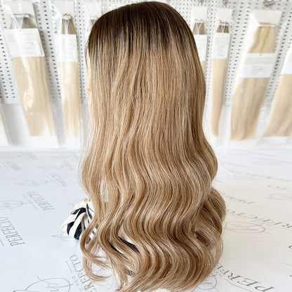 Luxury Top Lace Wig 100% Virgin Human Hair 20 Inch Balayage Wig