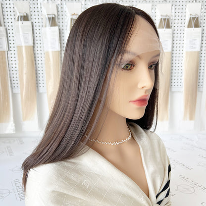 13 Inch Top Lace Wigs Natural Black Luxury Silky Straight Wig