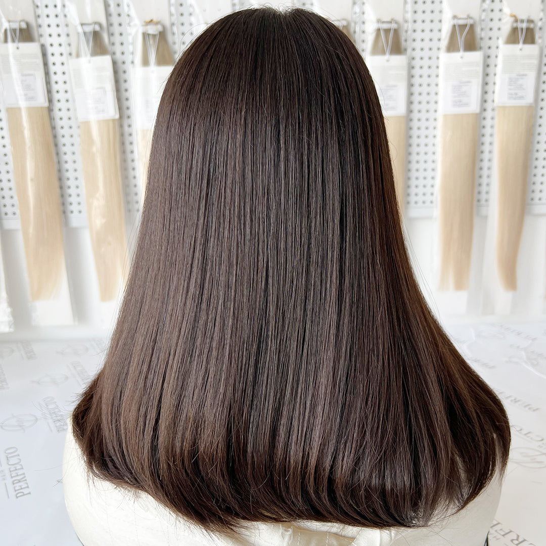 13 Inch Top Lace Wigs Natural Black Luxury Silky Straight Wig