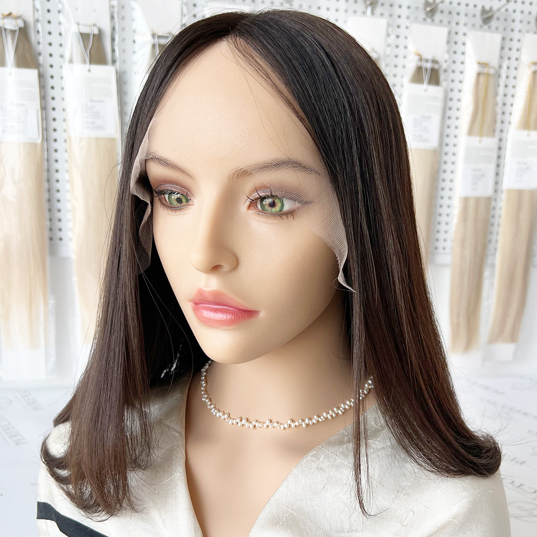 13 Inch Top Lace Wigs Natural Black Luxury Silky Straight Wig