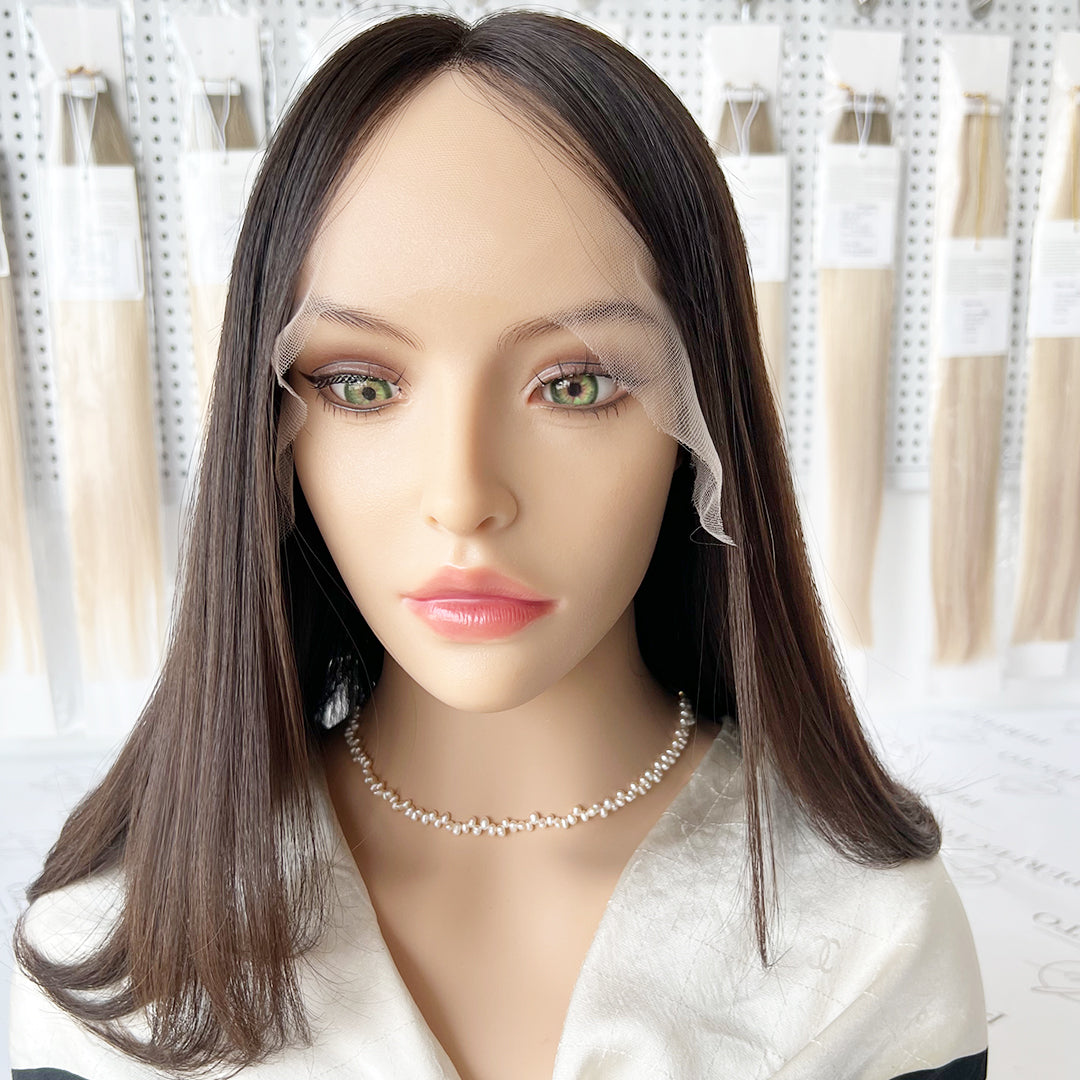 13 Inch Top Lace Wigs Natural Black Luxury Silky Straight Wig