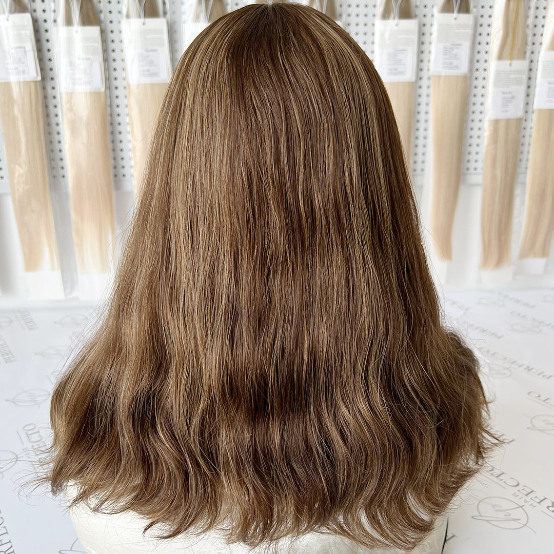 Silk Top Wigs 16 Inch Brown to Blonde Shade Jewish Wig