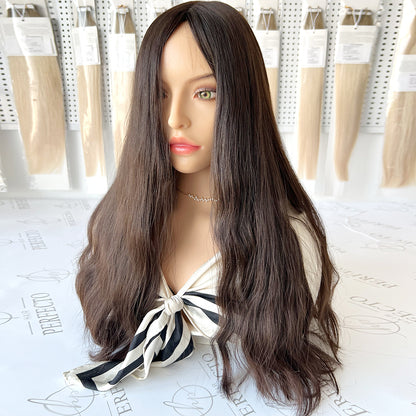 Silk Top Wig 22 Inch Darkest Brown Hair Color Jewish Wigs