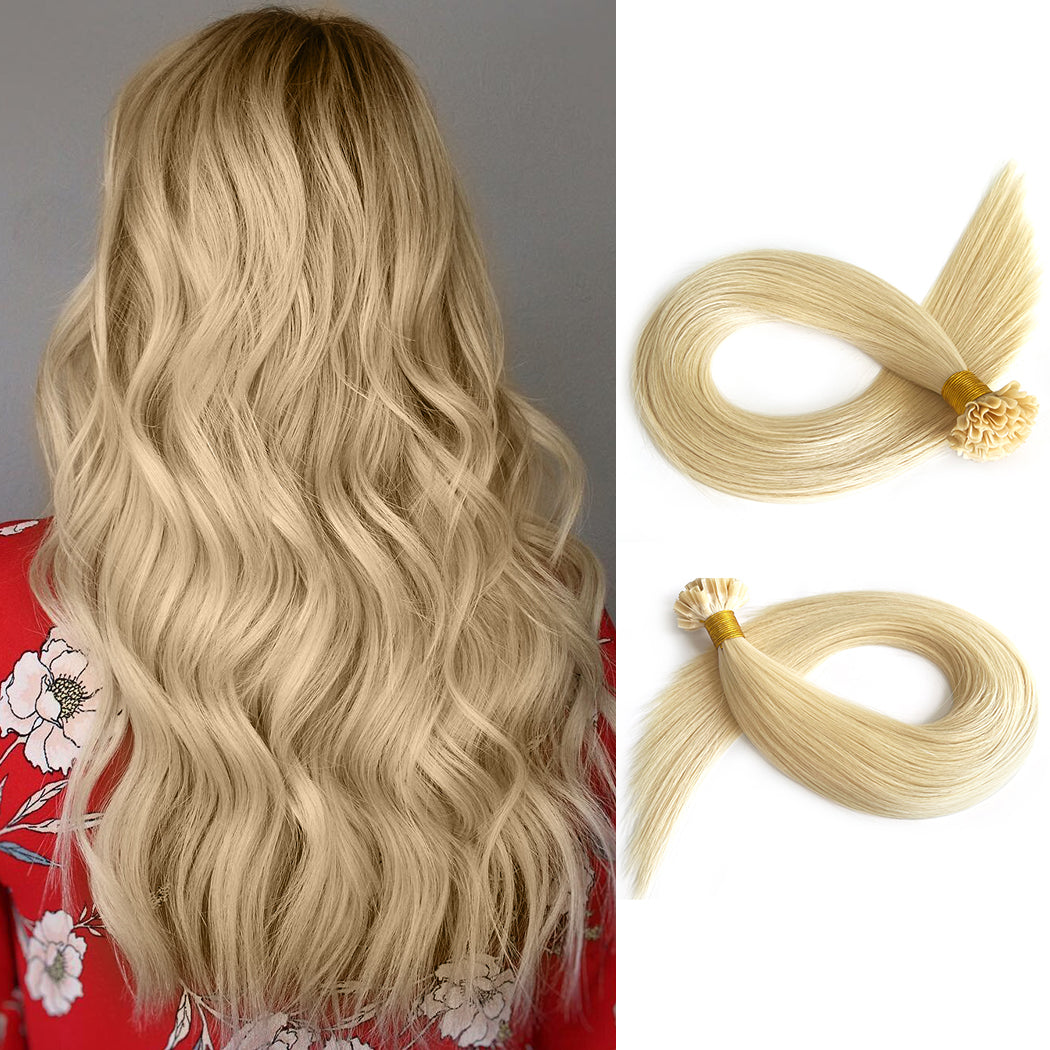 Keratin Fusion U Tip Remy Human Hair Extensions Blonde #613 | Hairperfecto