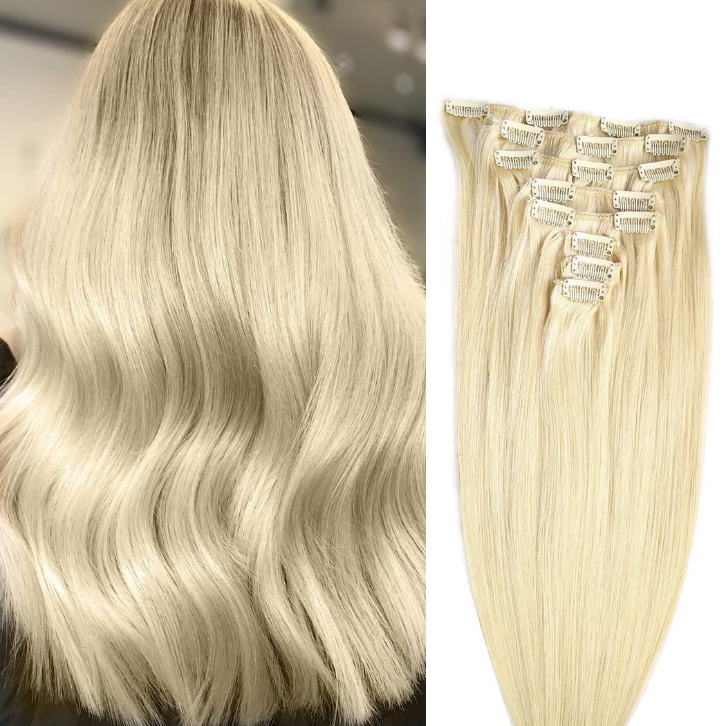 Long Clip In Hair Extensions Beach Blonde #613| Hairperfecto
