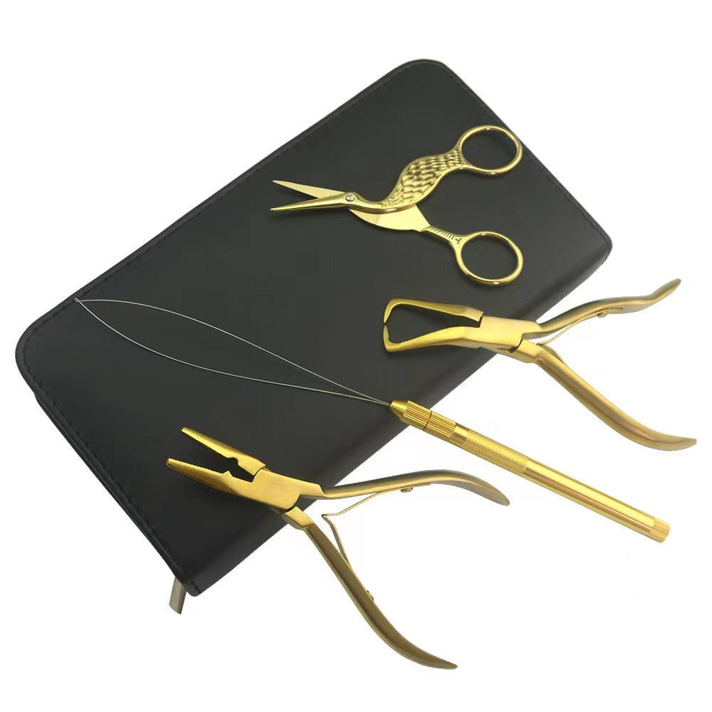 Professional Hair Extension Beading Tool Kit Apply and Remove Plier Set I Hairperfecto