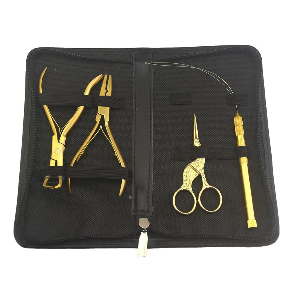 Professional Hair Extension Beading Tool Kit Apply and Remove Plier Set I Hairperfecto