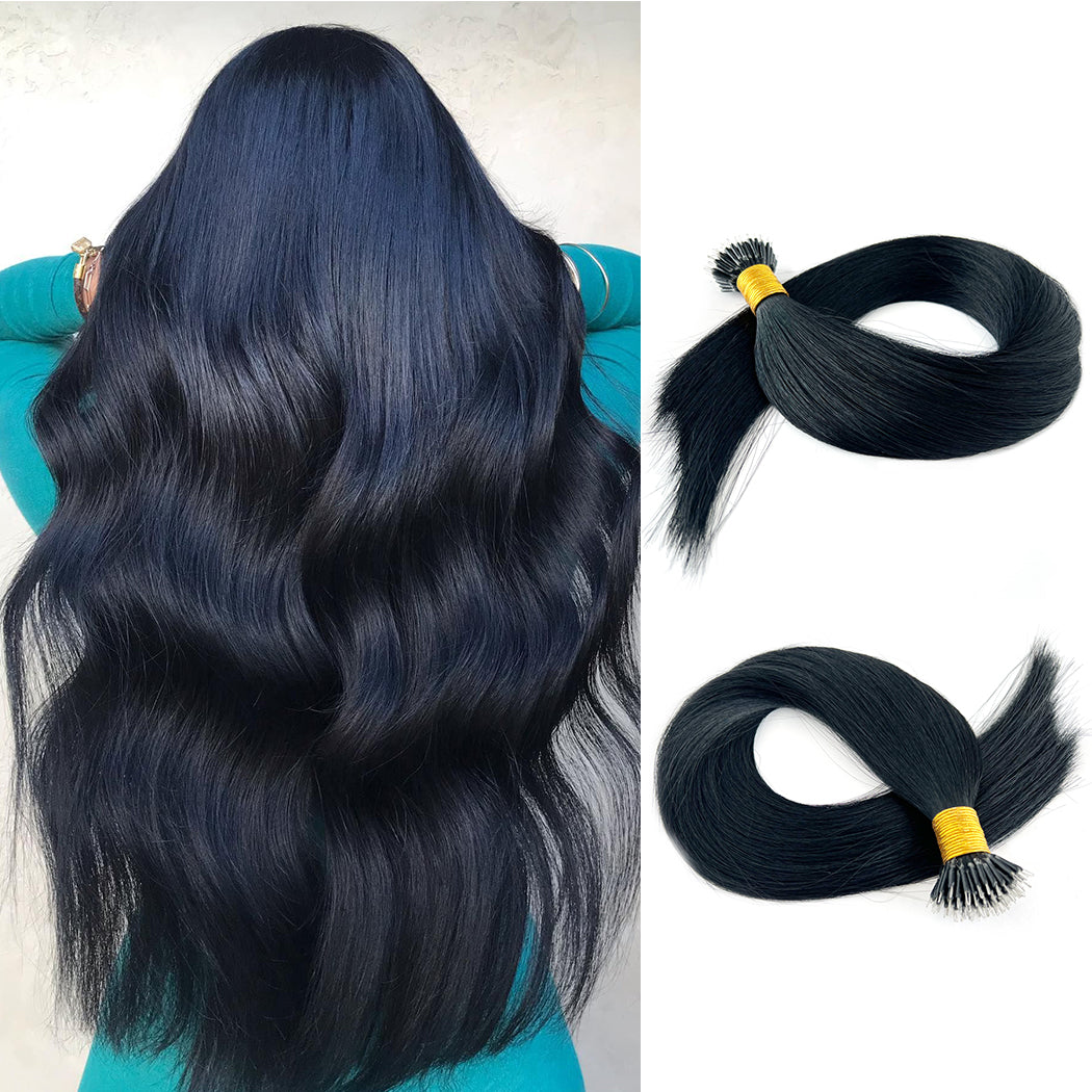 Nanos Hair Extensions- Jet Black Keratin Hair Extension | Hairperfecto