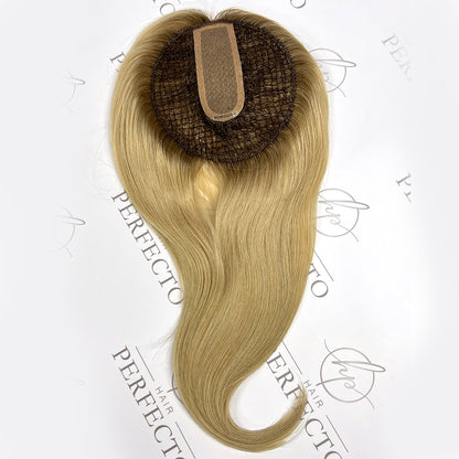 Micorline Hair Toppers Silk Top Base 16 Inch Blonde Hair Topper For Women