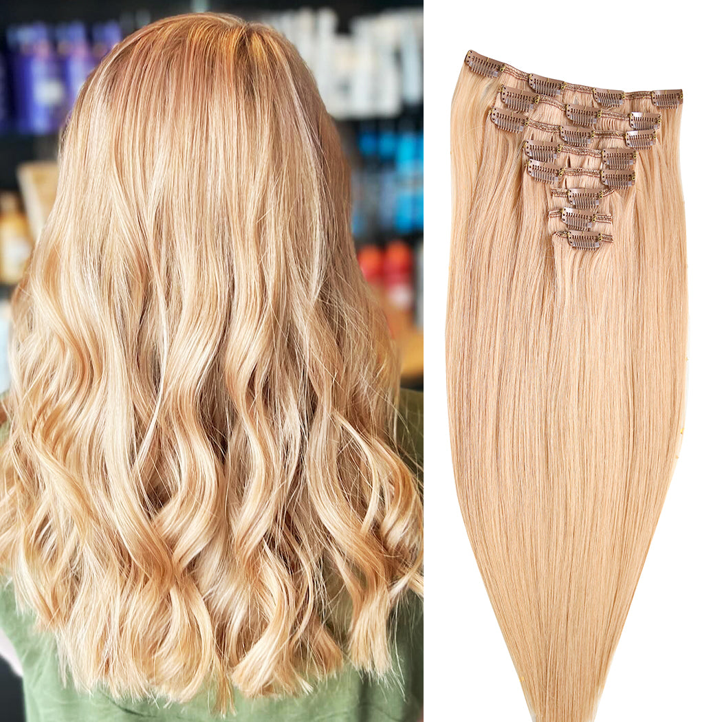 Remy Hair Extensions Clip Ins Honey Blonde #27 | Hairperfecto
