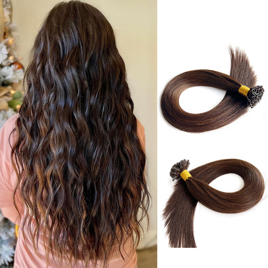 U-Tip Fusion Hair Extensions Brown #2 Nail Tip Hair| Hairperfecto