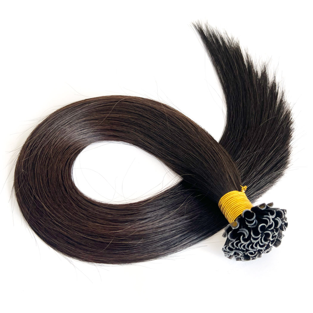 U Tip Hair Extensions | #1B Keratin Bonded Hair Extensions | Hairperfecto