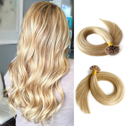 U Tip Keratin Hair Blonde #18 Human Hair Extensions | Hairperfecto