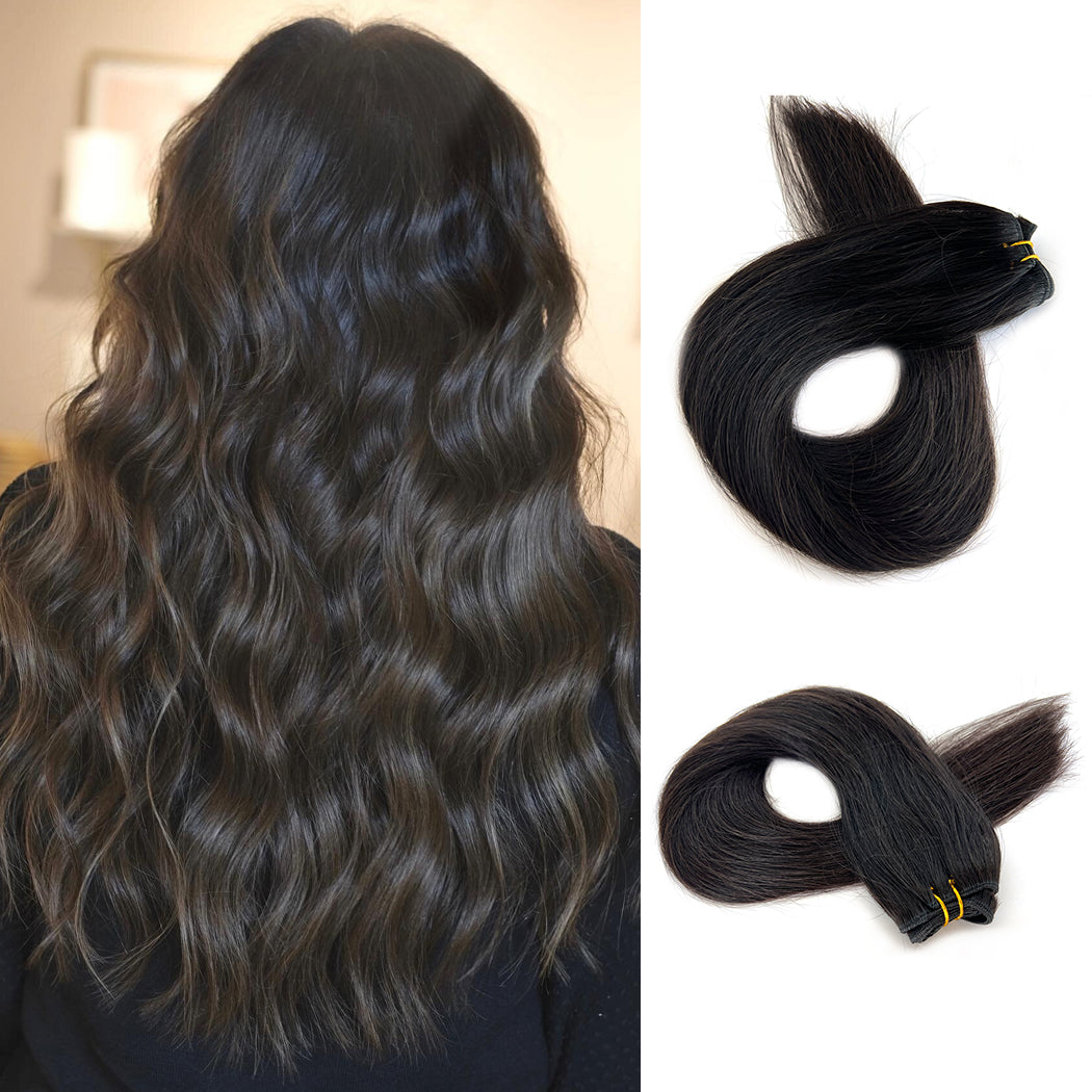 Weft Hair Extensions | Natural Black Remy Hair Wefts | Hairperfecto