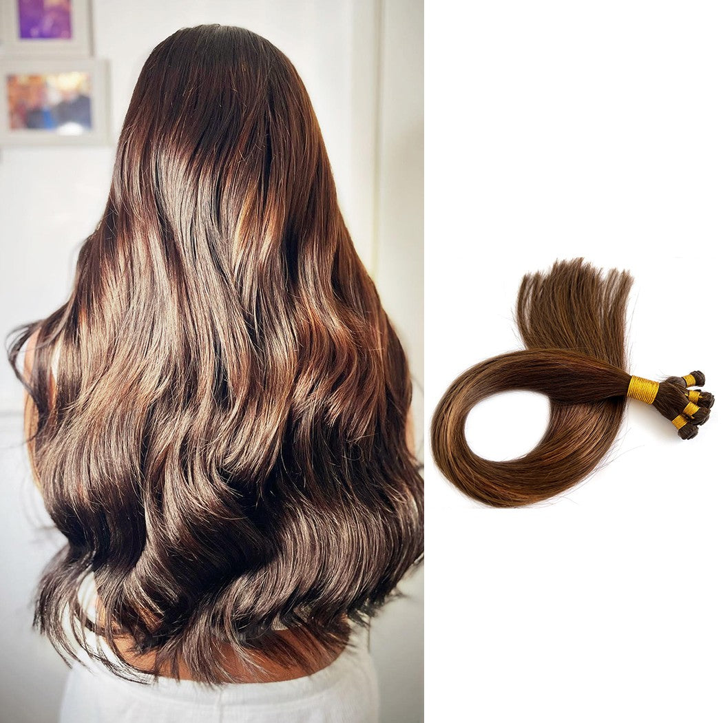 Hand-Tied WeftHair Extensions Dark Brown #2  Remy Hair | Hairperfecto