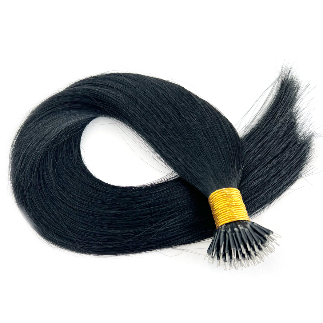 Nanos Hair Extensions- #1 Jet Black Keratin Hair Extension | Hairperfecto
