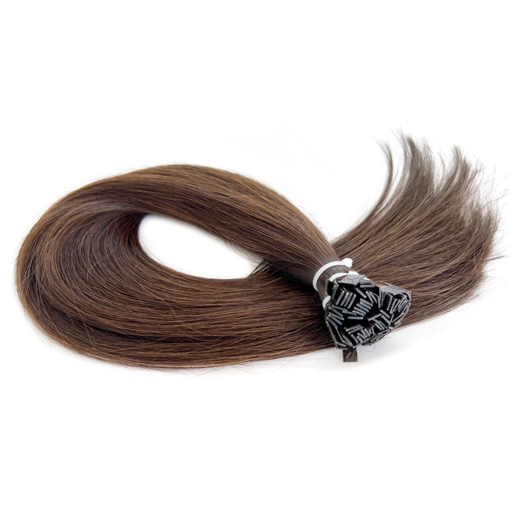 Flat Tip Hair Extensions Dark Brown #2 Keratin Hair Extensions