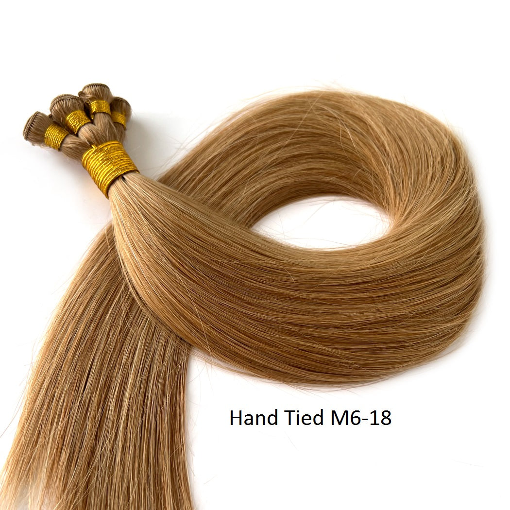 Remy Hair Wefts 100% Hand Tied Extension Hair #M6-18 Hairperfecto