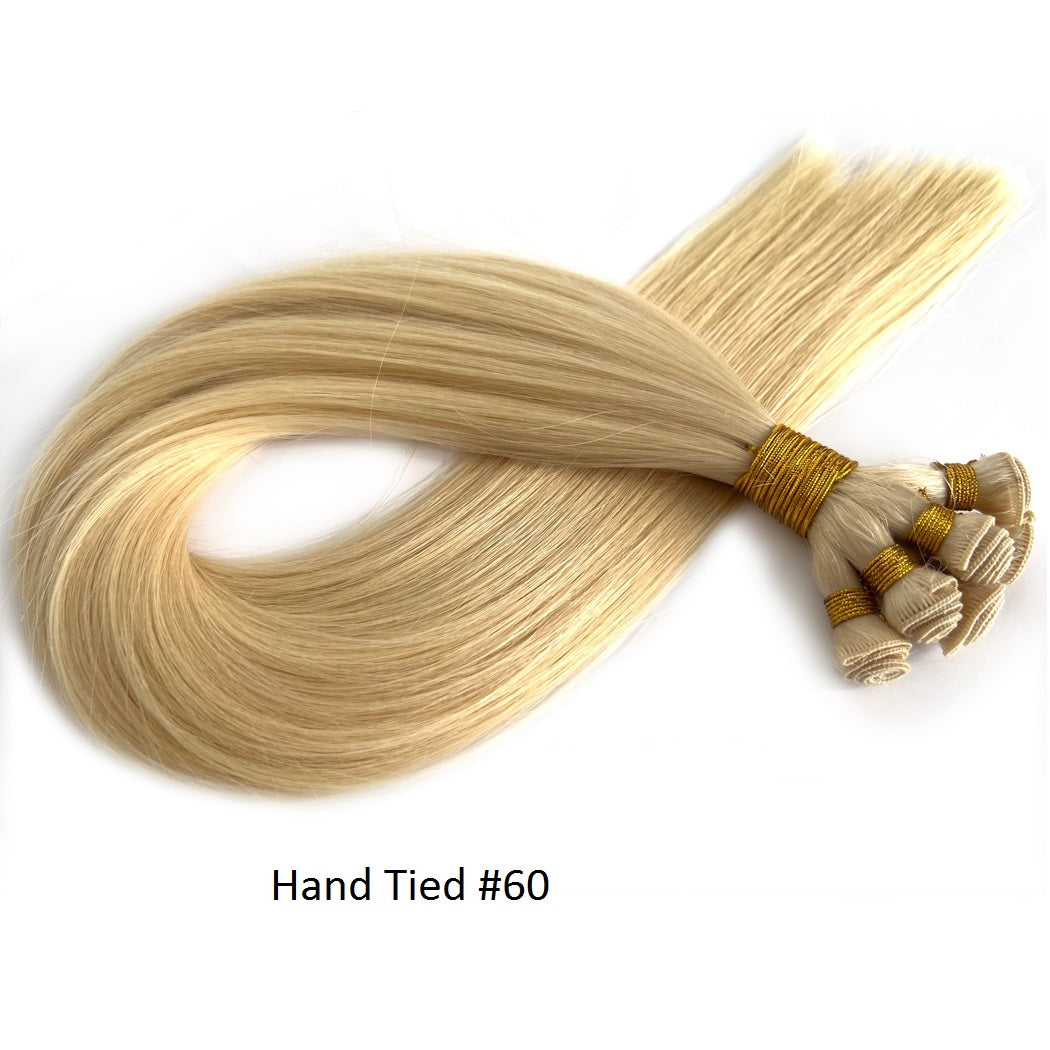 Wefts Hair Extensions Ash Blonde #60 Hand-Tied Hair Weft | Hairperfecto