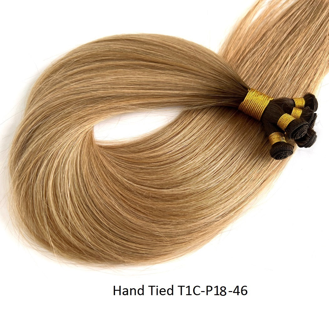 Hand-Tied WeftHair Extensions Dark Brown #T1C-P18-46 Remy Hair | Hairperfecto