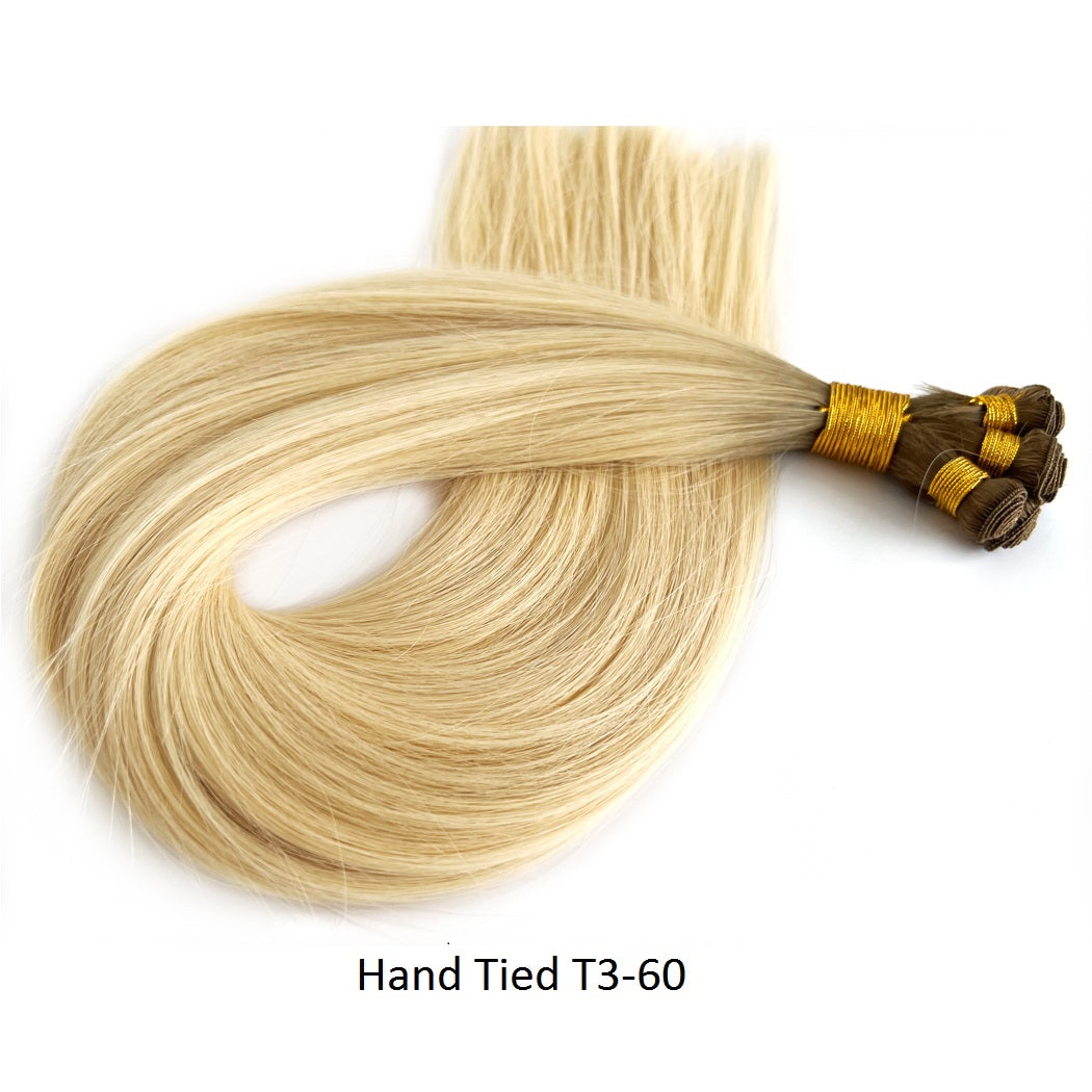 Wefts Hair Extensions #T3-60 Hand-Tied Hair Weft | Hairperfecto